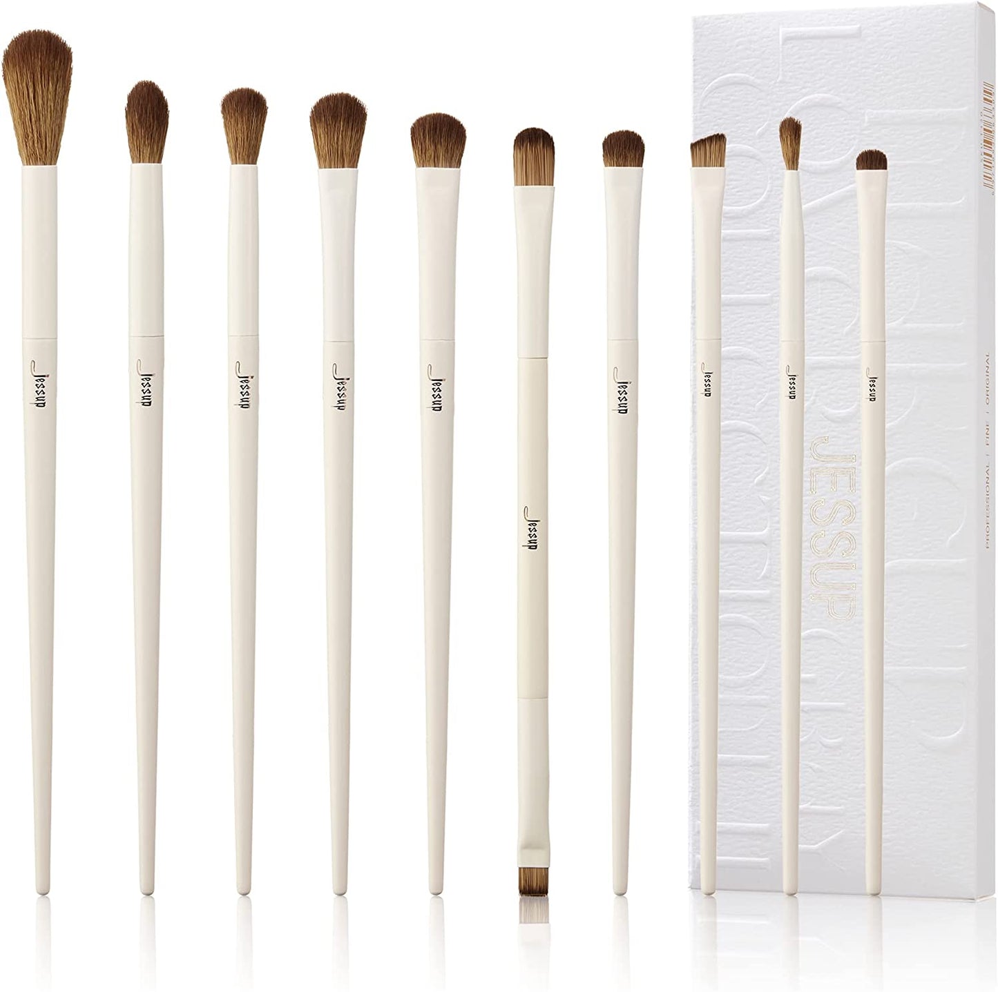 Jessup 14-Piece Premium Synthetic Makeup Brush Set - Perfect for Flawless Foundation, Contouring, and Eye Makeup - Light Grey T329