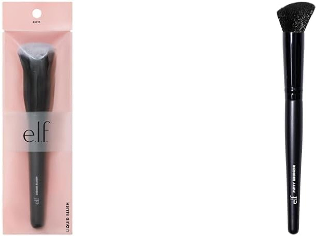 E.L.F. Camo Liquid Blush Brush, Angled Blush Brush Ideal for Applying & Blending Colours on Cheeks, Soft, Dense Bristles, Vegan & Cruelty-Free