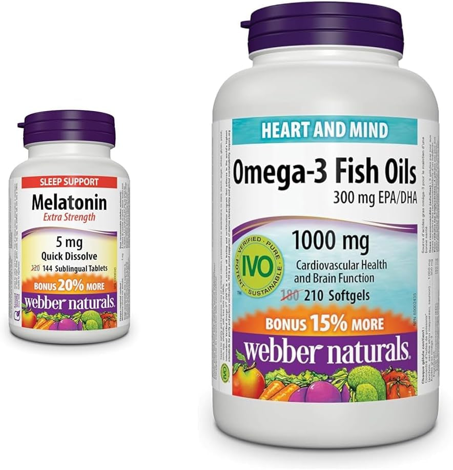 Webber Naturals Melatonin 5 Mg Extra Strength, 144 Quick Dissolve Tablets, for Sleep Support, Vegetarian