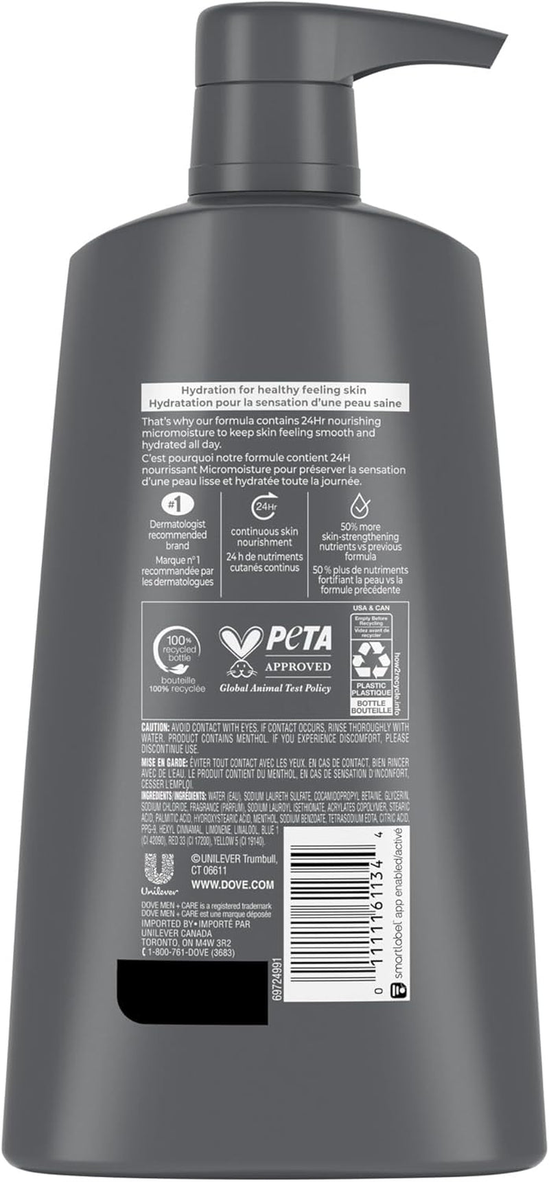 Dove Men + Care Body & Face Wash for Cooling Refreshment and Skin Strenghtening Nutrients Extra Fresh Body Wash with Micromoisture Technology 695 Ml