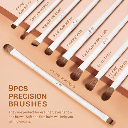 Jessup 14-Piece Premium Synthetic Makeup Brush Set - Perfect for Flawless Foundation, Contouring, and Eye Makeup - Light Grey T329