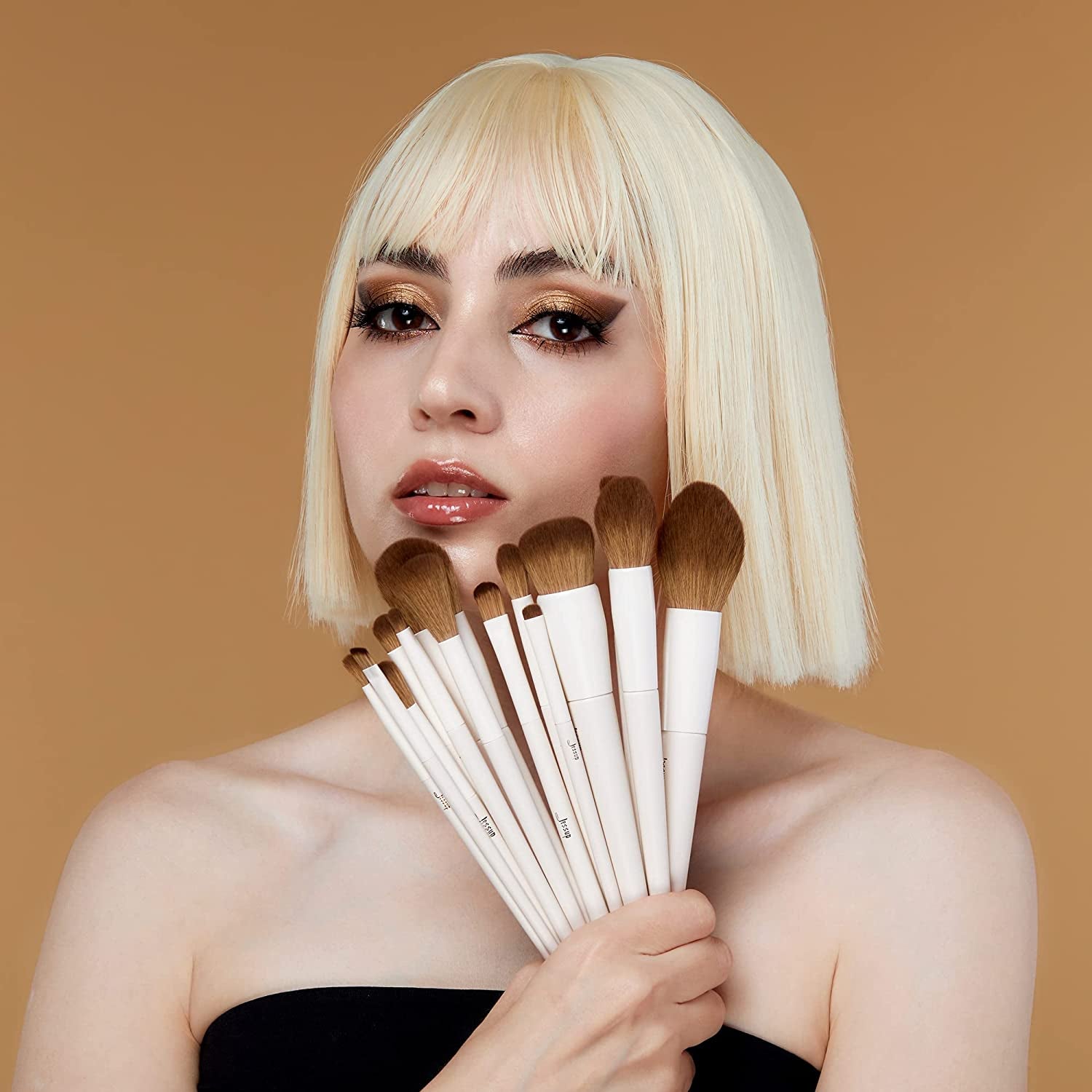 Jessup 14-Piece Premium Synthetic Makeup Brush Set - Perfect for Flawless Foundation, Contouring, and Eye Makeup - Light Grey T329
