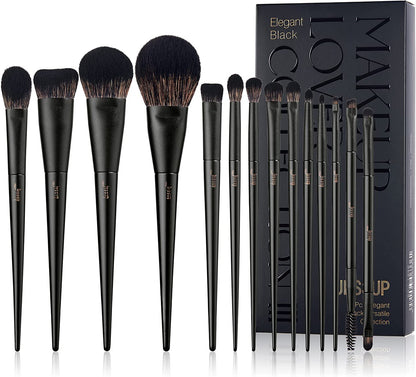 Jessup 14-Piece Premium Synthetic Makeup Brush Set - Perfect for Flawless Foundation, Contouring, and Eye Makeup - Light Grey T329
